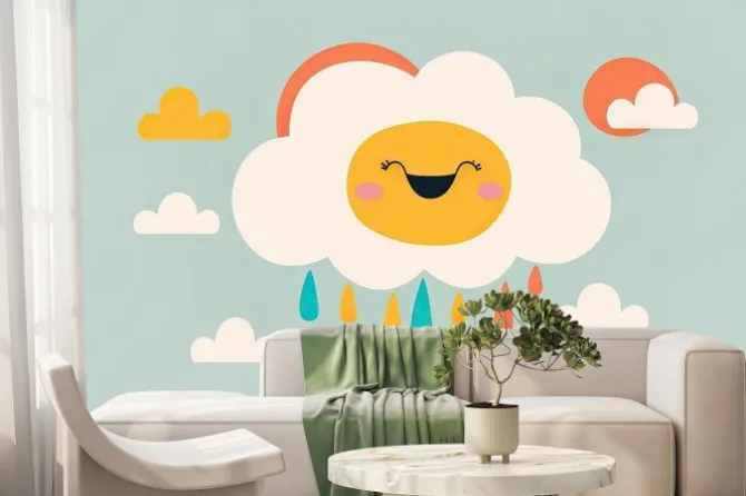 Fototapeta: A happy and colorful design of a cloud, ideal for kids, boys