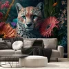 Fototapeta: A painting of a cheetah surrounded by flowers and plants, with