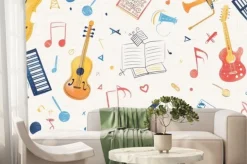 Fototapeta: A students sketchbook filled with sketches of various instruments