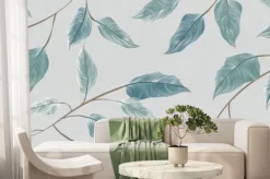 Fototapeta: Abstract art background with tree leaves hand drawn in art line