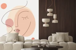 Fototapeta: Abstract beauty woman face icon. minimalist line art style. editable