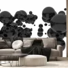Fototapeta: Abstract black spheres floating