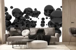 Fototapeta: Abstract black spheres floating