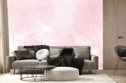 Fototapeta: Abstract dusty rose blush liquid watercolor background with gold,