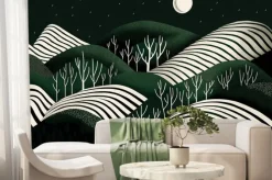 Fototapeta: Abstract playful hand drawn fine line watercolor stripes rolling