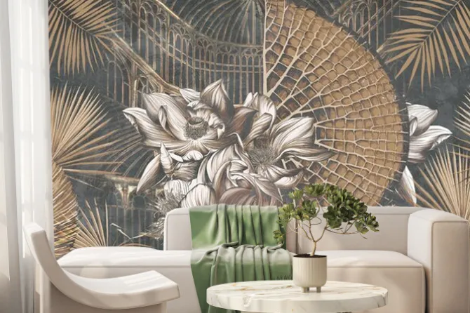 Fototapeta: Abstrakcja botaniczna z kwiatami lilii wodnej