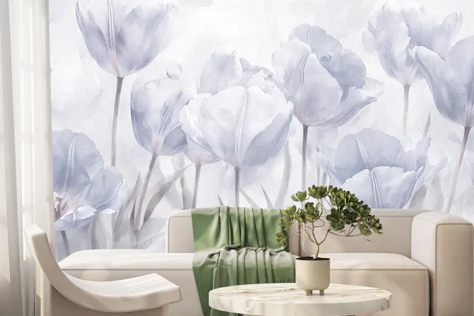 Fototapeta: Abstrakcja łąki z tulipanami