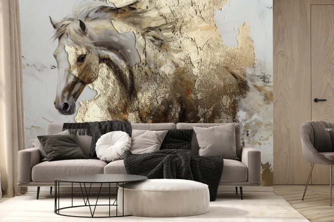 Fototapeta: Abstrakcja konia z imitacją złota