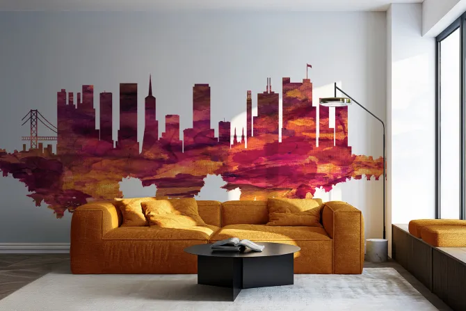 Fototapeta: Abstrakcja miasta w różowym kolorze