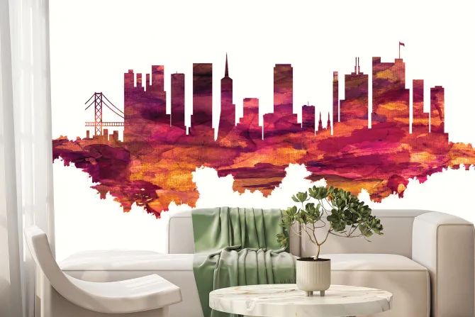 Fototapeta: Abstrakcja miasta w różowym kolorze