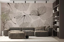 Fototapeta: Abstrakcja odbitych liści na ścianie