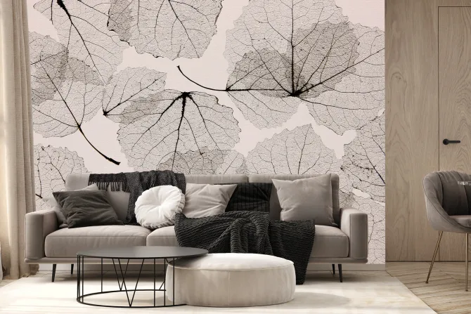 Fototapeta: Abstrakcja odbitych liści na ścianie