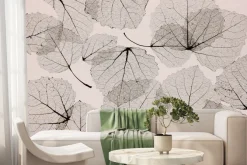 Fototapeta: Abstrakcja odbitych liści na ścianie