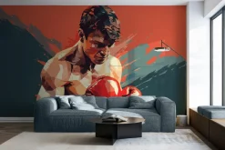 Fototapeta: Abstrakcja umięśnionego boksera w rękawicach