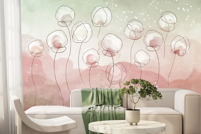 Fototapeta: Abstrakcyjna akwarela białych kwiatów