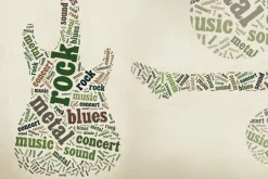 Fototapeta: Abstrakcyjna gitara w zieleni z napisami