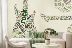 Fototapeta: Abstrakcyjna gitara w zieleni z napisami