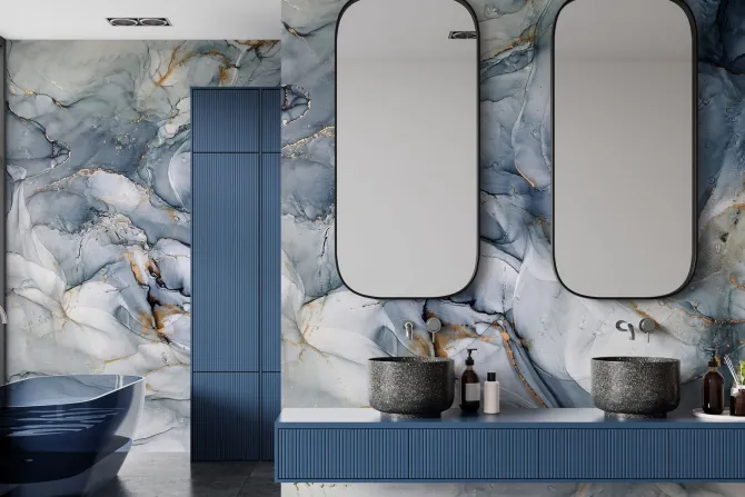 Fototapeta: Abstrakcyjna kompozycja z szaro niebieskiego marmuru