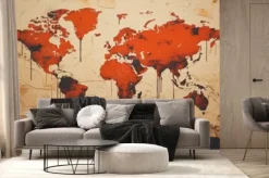 Fototapeta: Abstrakcyjna mapa świata ze spływającą farbą