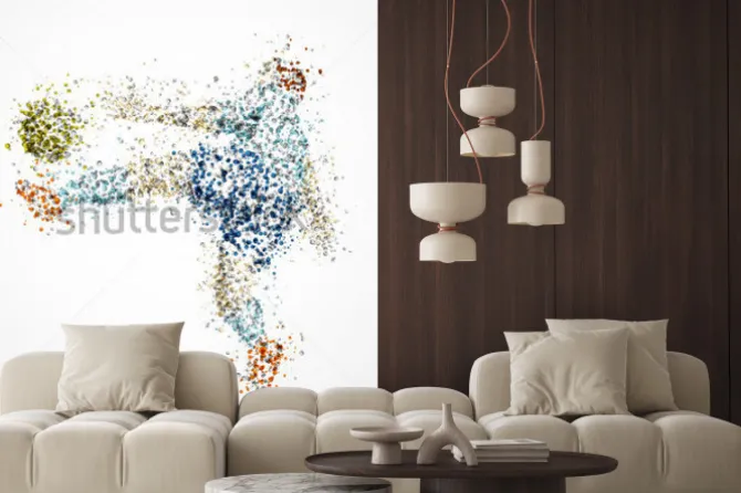 Fototapeta: Abstrakcyjna sylwetka piłkarza z piłką