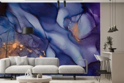 Fototapeta: Abstrakcyjna tekstura marmurkowa granatowa ze złotem