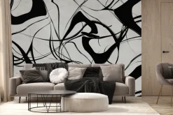 Fototapeta: Abstrakcyjne czarne linie na szarym tle