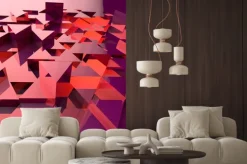 Fototapeta: Abstrakcyjne 3d tła z czerwonym wielokątnych trójkąty.