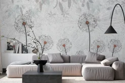 Fototapeta: Abstrakcyjne dmuchawce na szarym tle z delikatną teksturą nowoczesny