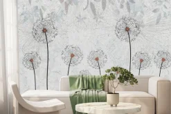 Fototapeta: Abstrakcyjne dmuchawce na szarym tle z delikatną teksturą nowoczesny