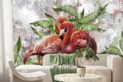 Fototapeta: Abstrakcyjne flamingi na betonie