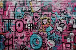 Fototapeta: Abstrakcyjne ilustracje na ceglanym murze