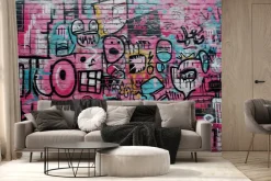 Fototapeta: Abstrakcyjne ilustracje na ceglanym murze