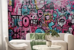 Fototapeta: Abstrakcyjne ilustracje na ceglanym murze