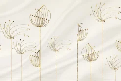 Fototapeta: Abstrakcyjne kwiaty dmuchawce w złotawych odcieniach na beżowym