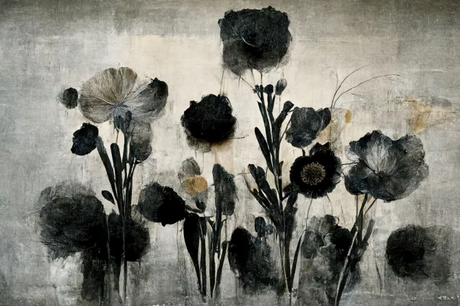 Fototapeta: Abstrakcyjne kwiaty w nowoczesnym stylu na betonowym tle