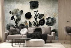 Fototapeta: Abstrakcyjne kwiaty w nowoczesnym stylu na betonowym tle