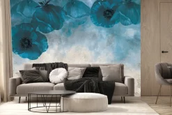 Fototapeta: Abstrakcyjne niebieskie maki na betonowym tle