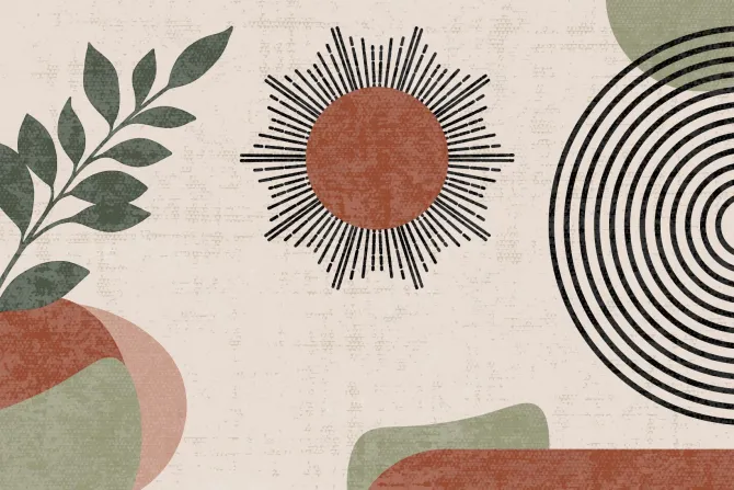 Fototapeta: Abstrakcyjne słońce z roślinnością