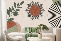 Fototapeta: Abstrakcyjne słońce z roślinnością