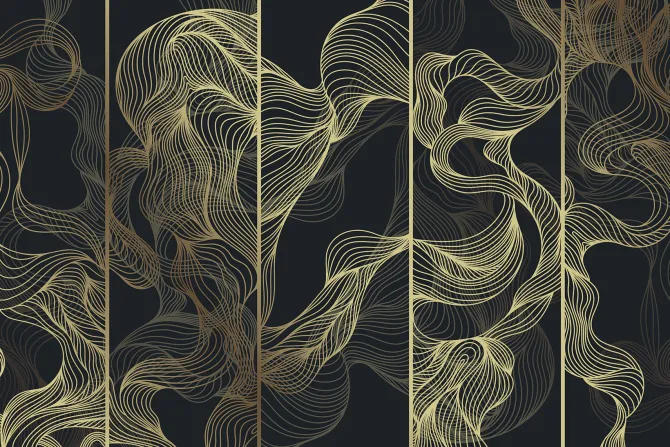 Fototapeta: Abstrakcyjne złote fale z linii