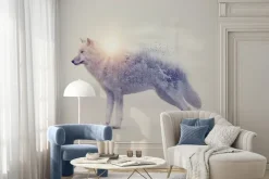 Fototapeta: Abstrakcyjny biały wilk z drzewami