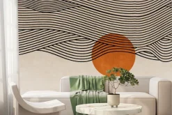 Fototapeta: Abstrakcyjny krajobraz z zachodem słońca