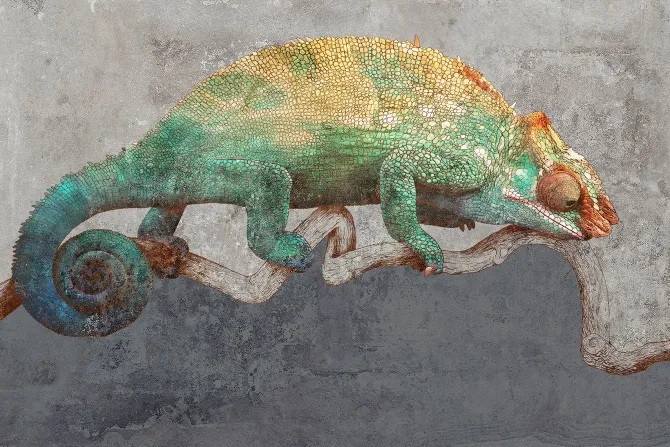 Fototapeta: Abstrakcyjny kameleon na gałęzi