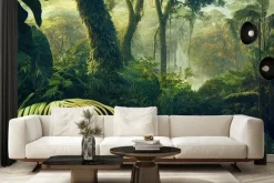 Fototapeta: Abstrakcyjny krajobraz zielona dżungla z tropikalnymi roślinami