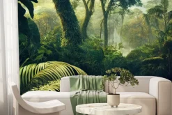 Fototapeta: Abstrakcyjny krajobraz zielona dżungla z tropikalnymi roślinami