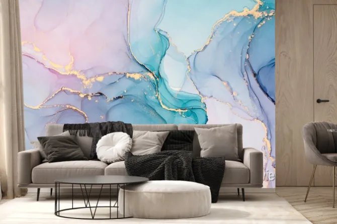Fototapeta: Abstrakcyjny marmur różowo niebieski