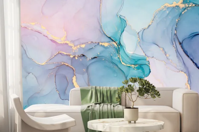 Fototapeta: Abstrakcyjny marmur różowo niebieski