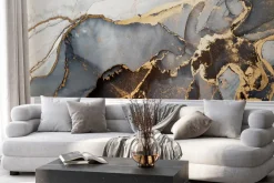 Fototapeta: Abstrakcyjny marmur z niebieskim i złotym kolorem