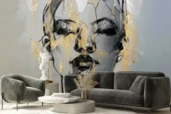 Fototapeta: Abstrakcyjny portret kobiety ze złotem