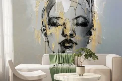 Fototapeta: Abstrakcyjny portret kobiety ze złotem